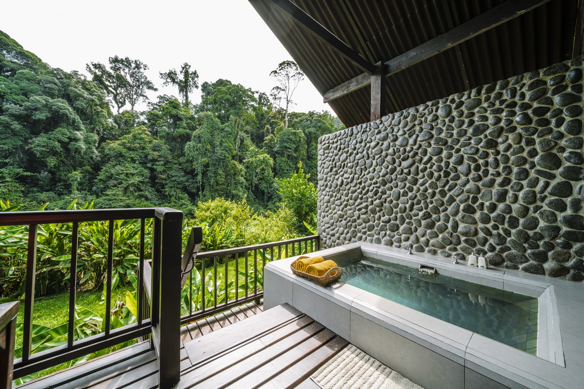 Swimming at the natural Jacuzzi Pool, Danum Valley