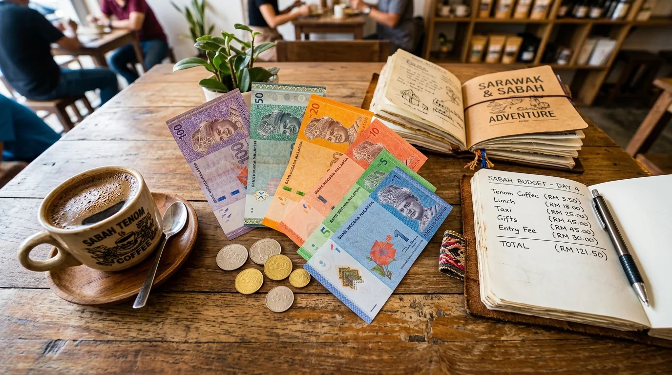 Malaysian Ringgit and a trip planning notebook — Danum Valley